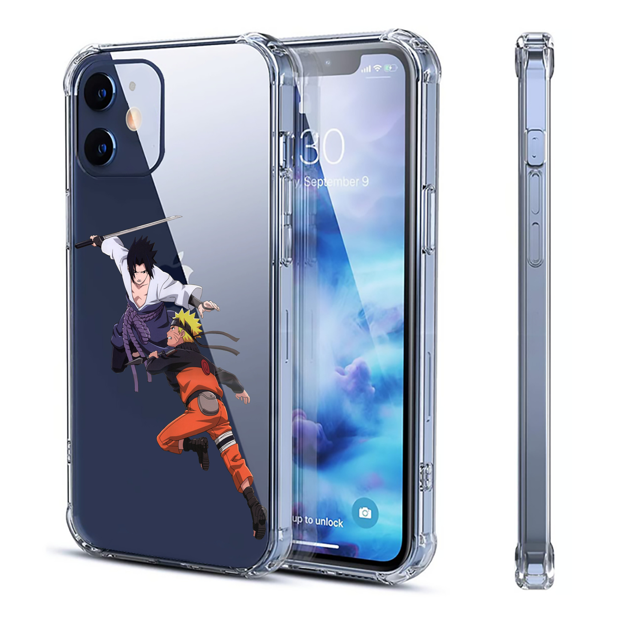 （画像用） NARUTO -ナルト- うちは サスケ Uchiha Sasuke 【iPhone 12シリーズ対応】透明スマホケース（クリアソフトケース）